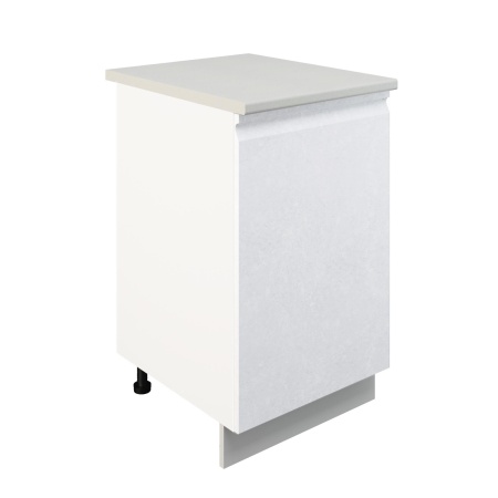 Шкаф нижний ШН 500 Корпус: ЛДСП белый 16мм; фасад: фрезеровка Бруклин, МДФ бетон белый 16мм