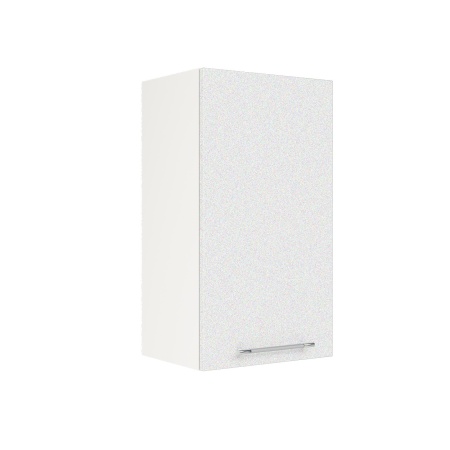 Шкаф верхний ШВ 400 Корпус: ЛДСП белый 16мм; фасад: фрезеровка Олива, МДФ металлик белый 16мм