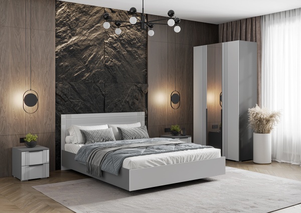 Шкаф Альмерия ШК-1200 с зеркалом Серый графит / Бархат серый