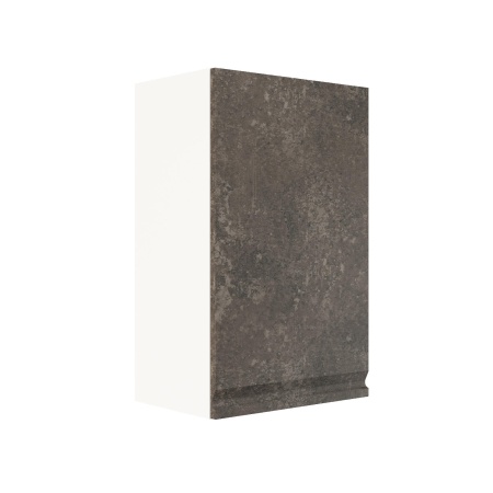 Шкаф верхний ШВ 450 Корпус: ЛДСП белый 16мм; фасад: фрезеровка Бруклин, МДФ бетон коричневый 16мм