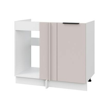 Шкаф нижний угловой  ШНУП 1000 Корпус: ЛДСП белый 16мм; фасад: фрезеровка Оливия, МДФ сиена тауп 16 мм