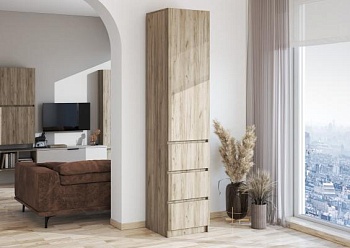 БОХО Шкаф ШК-003 (Шкаф с ящиками, 1-ств.) Дуб крафт серый