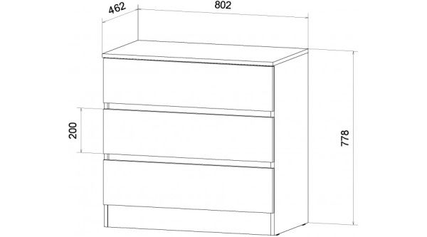 Ленора Комод 3 ящика Дуб вотан / Графит