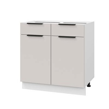 Шкаф нижний с ящиками ШН2Я 800 Корпус: ЛДСП белый 16мм; фасад: фрезеровка Оливия, МДФ моно керамика 16 мм