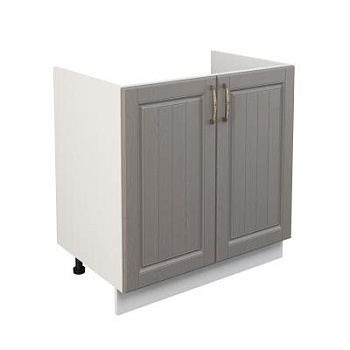 Шкаф нижний под мойку ШНМ 800 Корпус: ЛДСП белый 16мм; фасад: фрезеровка Лондон, МДФ дуб графит 16мм