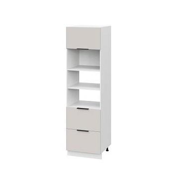 Пенал ПДМ600-1Г2Я Корпус: ЛДСП белый 16мм; фасад: фрезеровка Оливия, МДФ моно керамика 16 мм