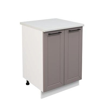 Шкаф нижний ШН 600 Корпус: ЛДСП белый 16мм; фасад: фрезеровка Кельн, МДФ софт тоффи 16мм