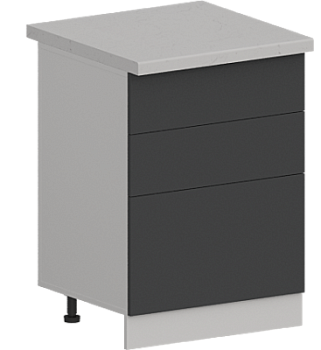 Шкаф нижний с тремя ящиками  ШН3Я 600 Гарден Графит софт