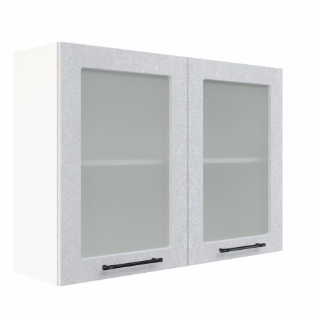 Шкаф верхний со стеклом ШВС 1000 Корпус: ЛДСП белый 16мм; фасад: фрезеровка Нувель, МДФ бетон белый 16мм Шкаф верхний со стеклом ШВС 1000 Корпус: ЛДСП белый 16мм; фасад: фрезеровка Нувель, МДФ бетон белый 16мм