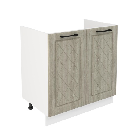 Шкаф нижний под мойку ШНМ 800 Корпус: ЛДСП белый 16мм; фасад: фрезеровка Барселона, МДФ седой клен 16мм
