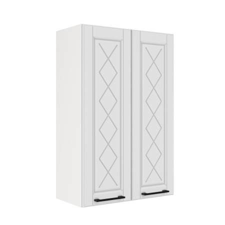 Шкаф верхний (премьер) ШВ 600Н Корпус: ЛДСП белый 16мм; фасад: фрезеровка Барселона, МДФ белое дерево 16мм