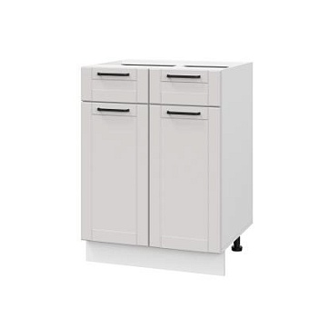 Шкаф нижний с ящиками ШН2Я 600 Корпус: ЛДСП белый 16мм; фасад: фрезеровка Диада, МДФ лофт крем 16 мм