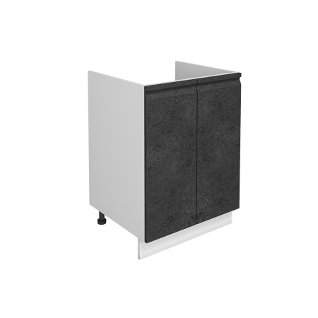 Шкаф нижний под мойку ШНМ 600 Корпус: ЛДСП белый 16мм; фасад: фрезеровка Бруклин, МДФ бетон черный 16мм