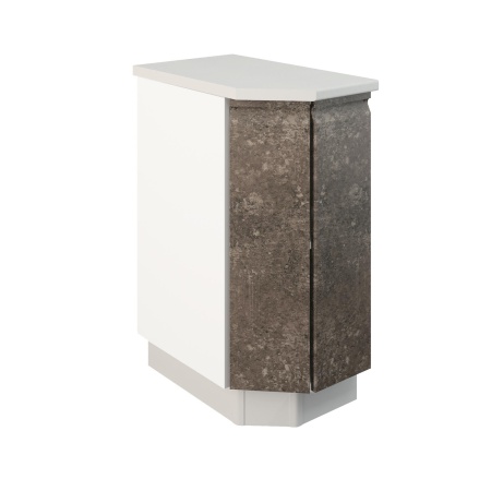 Шкаф нижний торцевой ШНТ 360 Корпус: ЛДСП белый 16мм; фасад: фрезеровка Бруклин, МДФ бетон коричневый 16мм