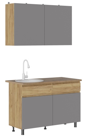 КВИК-СТЕП Кухня 1.2 м. Корпус - Дуб Крафт золотой К003  Фасад ЛДСП - Серый Шифер