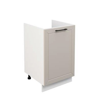 Шкаф нижний под мойку ШНМ 500 Корпус: ЛДСП белый 16мм; фасад: фрезеровка Кельн, МДФ софт бланж 16мм