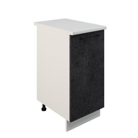 Шкаф нижний ШН 400 Корпус: ЛДСП белый 16мм; фасад: фрезеровка Нувель, МДФ бетон черный 16мм
