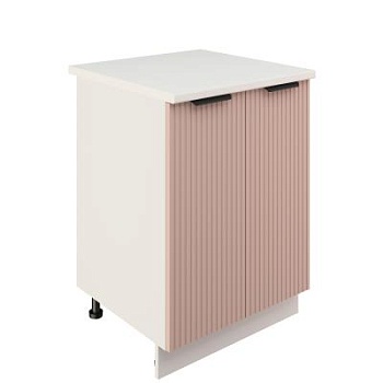 Шкаф нижний ШН 600 Корпус: ЛДСП белый 16мм; фасад: фрезеровка Норд Line, МДФ софт какао 16 мм