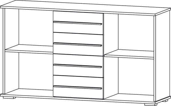 Марракеш Комод 2 створки 4 ящика Дуб вотан / Цемент темный