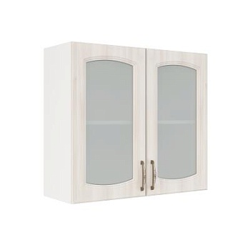 Шкаф верхний со стеклом ШВС 800 Корпус: ЛДСП белый 16мм; фасад: фрезеровка Гренада, МДФ сандал 16мм