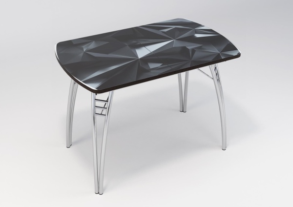 Стол раздвижной с фотопечатью Графит (подстолье паук) Компакт хром/венге