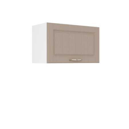 Шкаф верхний горизонтальный ШВГ 600 Корпус: ЛДСП белый 16мм; фасад: фрезеровка Лондон, МДФ дуб капучино 16мм