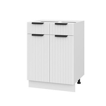 Шкаф нижний с ящиками ШН2Я 600 Корпус: ЛДСП белый 16мм; фасад: фрезеровка Норд Line, МДФ софт пломбир 16 мм