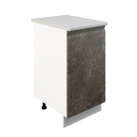 Шкаф нижний ШН 450 Корпус: ЛДСП белый 16мм; фасад: фрезеровка Бруклин, МДФ бетон коричневый 16мм