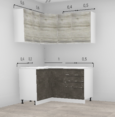 Кухня угловая Бруклин Бетон коричневый низ / Клен скандинавский 1100*1500 мм (10734) Кухня угловая Бруклин Бетон коричневый низ / Клен скандинавский 1100*1500 мм (10734)