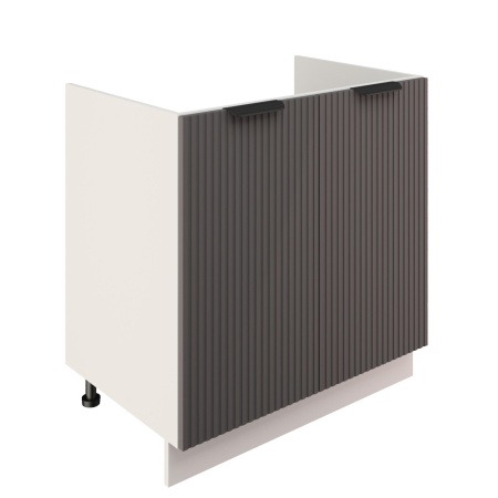 Шкаф нижний под мойку ШНМ 800 Корпус: ЛДСП белый 16мм; фасад: фрезеровка Норд Line, МДФ софт маренго 16 мм