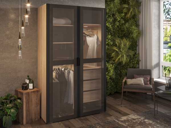 мс Норд ШК-1200 Дуб Сонома / СТЕКЛО Софт черный