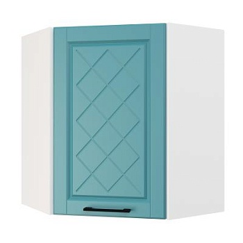 Шкаф верхний угловой ШВУ 600 Корпус: ЛДСП белый 16мм; фасад: фрезеровка Барселона, МДФ морское дерево 16мм