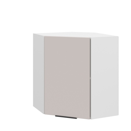 Шкаф верхний угловой ШВУ 600 Корпус: ЛДСП белый 16мм; фасад: фрезеровка Оливия, МДФ сиена тауп 16 мм