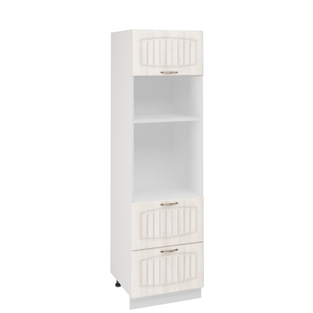 Пенал ПДМ600-1Г2Я Корпус: ЛДСП белый 16мм; фасад: фрезеровка Гренада, МДФ сандал 16мм