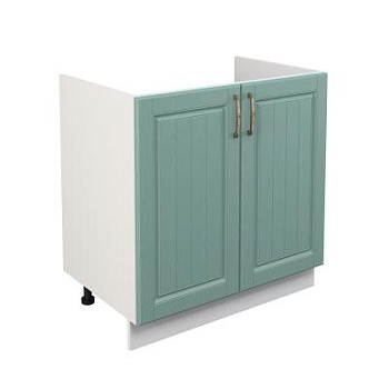 Шкаф нижний под мойку ШНМ 800 Корпус: ЛДСП белый 16мм; фасад: фрезеровка Лондон, МДФ дуб изумруд 16мм