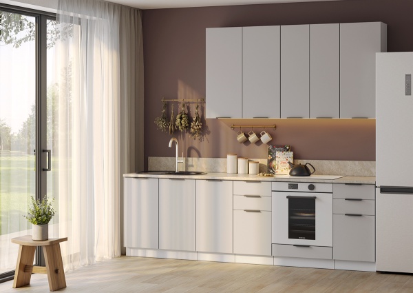 Модульная кухня Альбион Белый матовый / Серый матовый