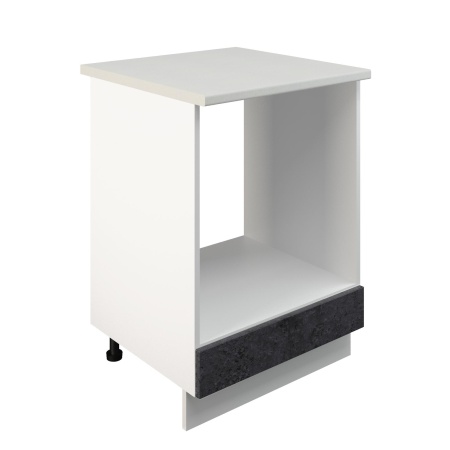 Шкаф нижний духовой ШНД 600 Корпус: ЛДСП белый 16мм; фасад: фрезеровка Бруклин, МДФ бетон черный 16мм