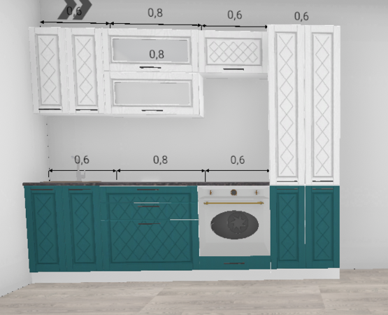 Кухня Барселона Белое дерево / Морское дерево 2,6 м с пеналом 600 (4848)