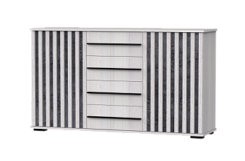 Марракеш Комод 2 створки 4 ящика Анкор светлый / Цемент темный