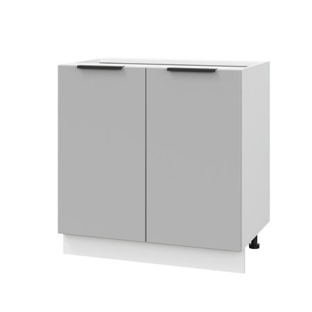 Шкаф нижний ШН 800 Корпус: ЛДСП белый 16мм; фасад: фрезеровка Оливия, ЛДСП серый софт 16 мм