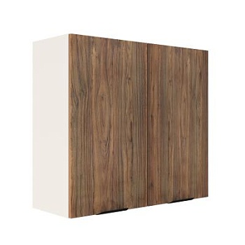 Шкаф верхний ШВ 800 Корпус: ЛДСП белый 16мм; фасад: фрезеровка Норд, МДФ орех канадский 16 мм