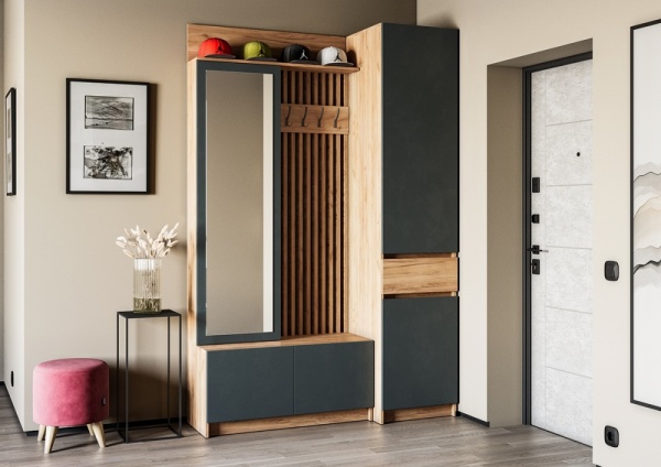 Модульная прихожая Стоуби Дуб Крафт золотой / Серый графит