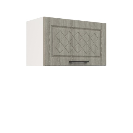 Шкаф верхний горизонтальный ШВГ 600 Корпус: ЛДСП белый 16мм; фасад: фрезеровка Барселона, МДФ седой клен 16мм