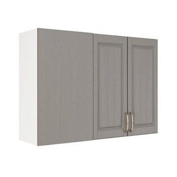 Шкаф верхний угловой ШВУП 1000 Корпус: ЛДСП белый 16мм; фасад: фрезеровка Лондон, МДФ дуб графит 16мм