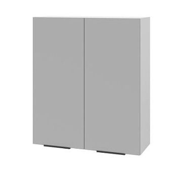 Шкаф верхний (премьер) ШВ 800Н Корпус: ЛДСП белый 16мм; фасад: фрезеровка Оливия, ЛДСП серый софт 16 мм