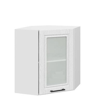 Шкаф верхний угловой со стеклом ШВУС 600 Барселона белый массив (МДФ 16мм МС София) Шкаф верхний угловой со стеклом ШВУС 600 Барселона белый массив (МДФ 16мм МС София)