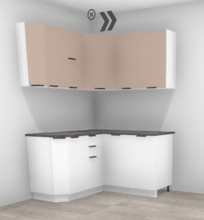 Кухня угловая Норд софт какао / Софт пломбир (низ) 1400*1460 (9386)