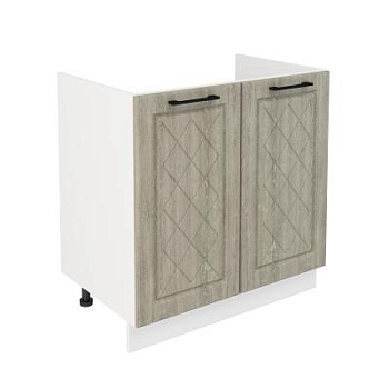 Шкаф нижний под мойку ШНМ 800 Корпус: ЛДСП белый 16мм; фасад: фрезеровка Барселона, МДФ седой клен 16мм