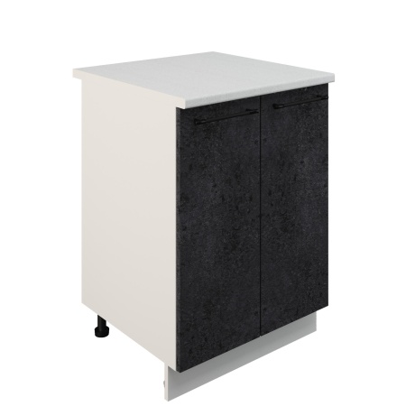 Шкаф нижний ШН 600 Корпус: ЛДСП белый 16мм; фасад: фрезеровка Нувель, МДФ бетон черный 16мм
