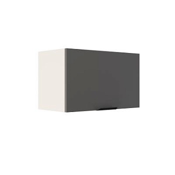 Шкаф верхний горизонтальный ШВГ 600 Корпус: ЛДСП белый 16мм; фасад: фрезеровка Норд, МДФ софт смок 16 мм